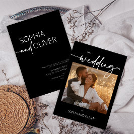 Moderne Schwarz-Weiß-Hochzeit Einladung