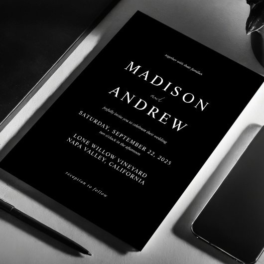 Moderne Schwarz-Weiß-Hochzeit Einladung