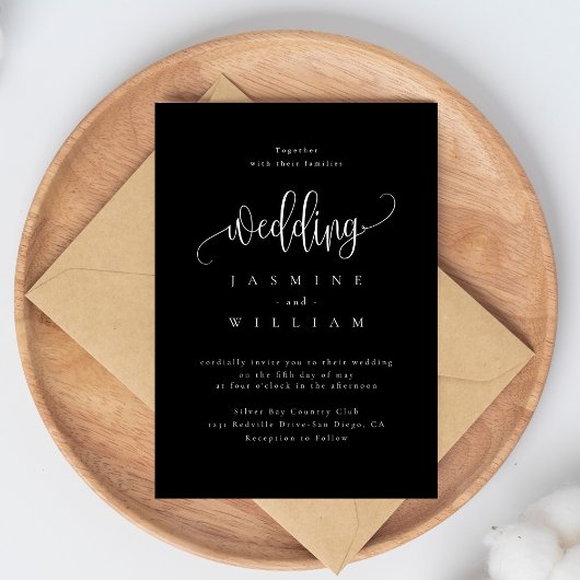 Moderne Schwarz-Weiß-Hochzeit Einladung