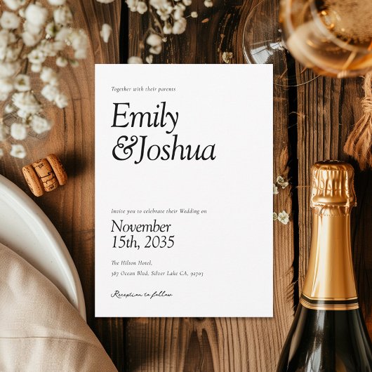 Moderne Schwarz-Weiß-Hochzeit Einladung