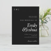 Moderne Schwarz-Weiß-Hochzeit Einladung (Stehend Vorderseite)