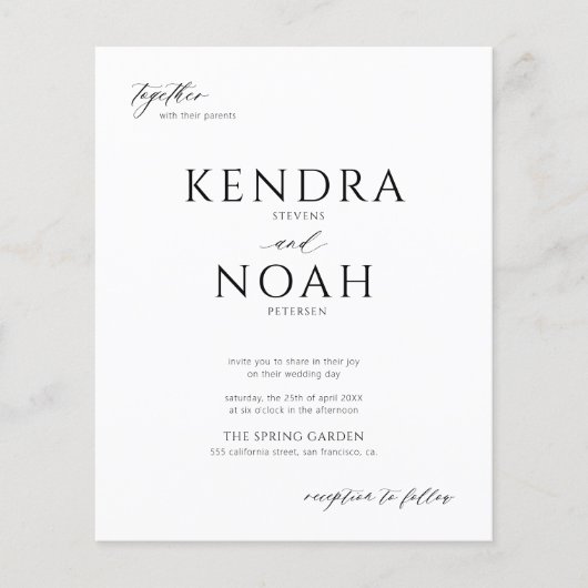 Moderne Schwarz-Weiß-Hochzeit Flyer (Vorne)