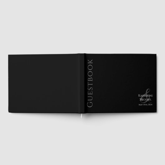 Moderne Schwarz-Weiß-Hochzeit Gästebuch (Voll)