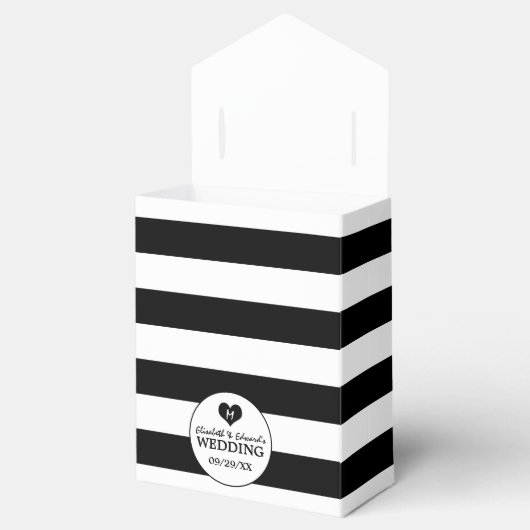 Moderne Schwarz-Weiß-Hochzeit Geschenkschachtel (Geöffnet)