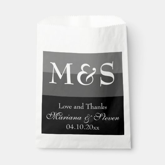 Moderne Schwarz-Weiß-Hochzeit Geschenktütchen (Vorderseite)