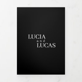 Moderne Schwarz-Weiß-Hochzeit im Foto Dreifach-gefaltete Programmkarte