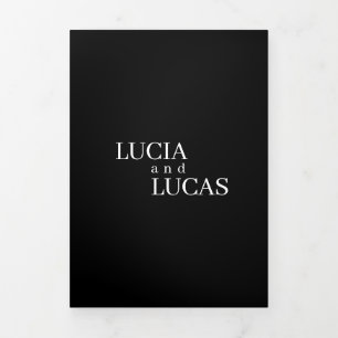 Moderne Schwarz-Weiß-Hochzeit im Foto Dreifach-gefaltete Programmkarte