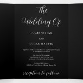 Moderne Schwarz-Weiß-Hochzeit im Foto Dreifach-gefaltete Programmkarte (Innenseite Mitte)