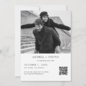 Moderne Schwarz-Weiß-Hochzeit im Foto retten das D Einladung (Rückseite)