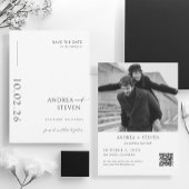 Moderne Schwarz-Weiß-Hochzeit im Foto retten das D Einladung