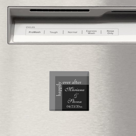 Moderne Schwarz-Weiß-Hochzeit Magnet (In Situ (Geschirrspüler))