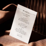 Moderne Schwarz-Weiß-Hochzeit | Minimalistisches S Menükarte<br><div class="desc">Erleben Sie das kulinarische Erlebnis mit diesem modernen Hochzeitsmenü mit schwarz-weißem Schriftzeichen. Mit einem minimalistischen Design und eleganter Typografie ist es perfekt für Hochzeiten, Proben, Jubiläen, Geburtstage und andere besondere Anlässe. Passen Sie den Text an die Details Ihrer Veranstaltung an und schaffen Sie einen einheitlichen Look, der Ihre Gäste beeindruckt....</div>
