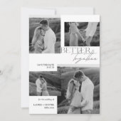 Moderne Schwarz-Weiß-Hochzeit mit 4 Fotos Save The Date (Vorderseite)