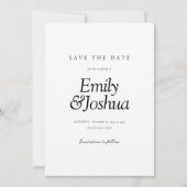 Moderne Schwarz-Weiß-Hochzeit mit Foto Save The Date (Vorderseite)
