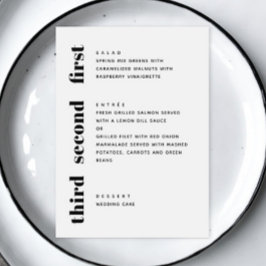 Moderne Schwarz-Weiß-Hochzeit mit minimalistischem Menükarte