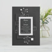Moderne Schwarz-Weiß-Hochzeit mit Minimalistischer Einladung (Stehend Vorderseite)