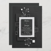 Moderne Schwarz-Weiß-Hochzeit mit Minimalistischer Einladung (Vorne/Hinten)