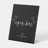 Moderne Schwarz-Weiß-Hochzeit Open Bar Sockelschild (Vorderseite)