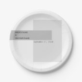 Moderne Schwarz-Weiß-Hochzeit Pappteller (Vorderseite)