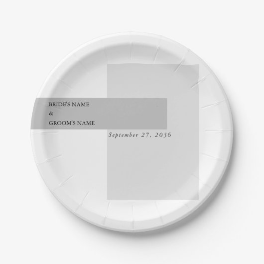 Moderne Schwarz-Weiß-Hochzeit Pappteller (Vorderseite)