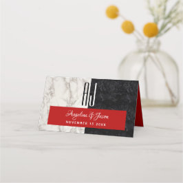 Moderne Schwarz-Weiß-Hochzeit Platzkarte