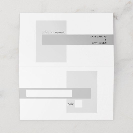 Moderne Schwarz-Weiß-Hochzeit Platzkarte (Außenseite Aufgefaltet)