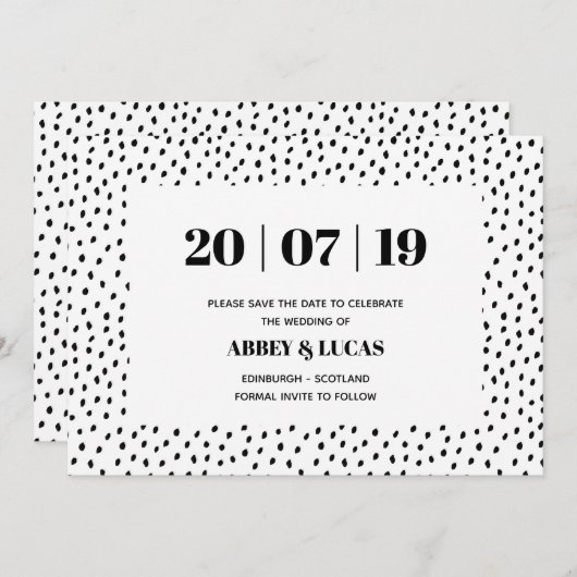 Moderne Schwarz-Weiß-Hochzeit rettet das Datum Save The Date (Vorne/Hinten)