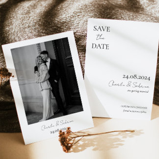 Moderne Schwarz-Weiß-Hochzeit rettet das Datum Save The Date