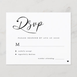 Moderne Schwarz-Weiß-Hochzeit RSVP Flyer