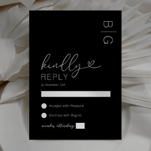 Moderne Schwarz‑Weiß‑Hochzeit‑RSVP‑K RSVP Karte