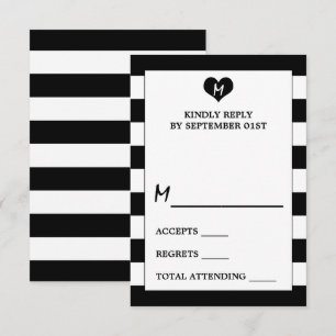 Moderne Schwarz-Weiß-Hochzeit RSVP Karte