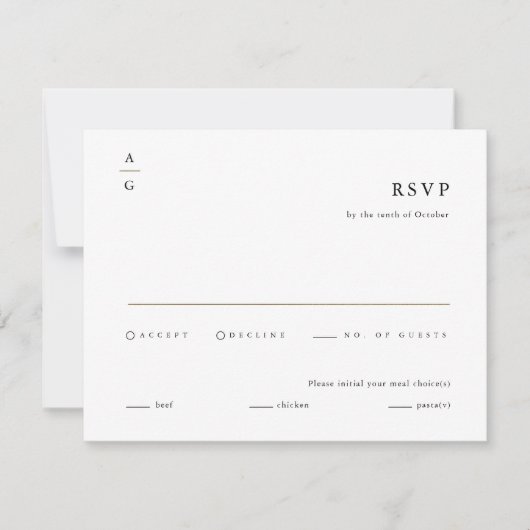 Moderne Schwarz-Weiß-Hochzeit RSVP Karte (Vorderseite)