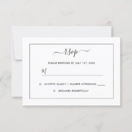 Moderne Schwarz-Weiß-Hochzeit RSVP Karte