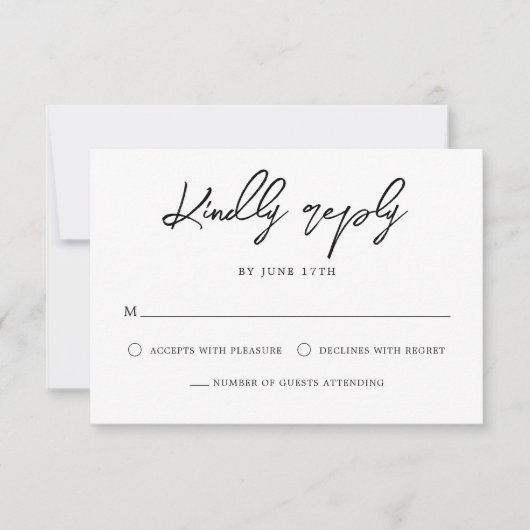Moderne Schwarz-Weiß-Hochzeit RSVP Karte (Vorderseite)