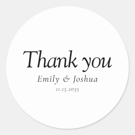 Moderne Schwarz-Weiß-Hochzeit Runder Aufkleber (Vorderseite)