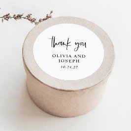 Moderne Schwarz-Weiß-Hochzeit Runder Aufkleber