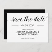 Moderne Schwarz-Weiß-Hochzeit Save The Date (Vorne/Hinten)