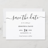 Moderne Schwarz-Weiß-Hochzeit Save The Date (Vorderseite)