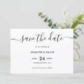 Moderne Schwarz-Weiß-Hochzeit Save The Date (Stehend Vorderseite)