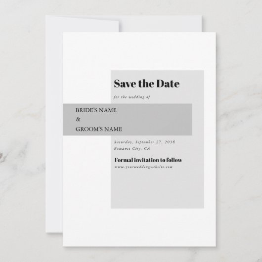Moderne Schwarz-Weiß-Hochzeit Save The Date (Vorderseite)