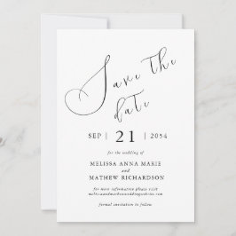 Moderne Schwarz-Weiß-Hochzeit Save The Date
