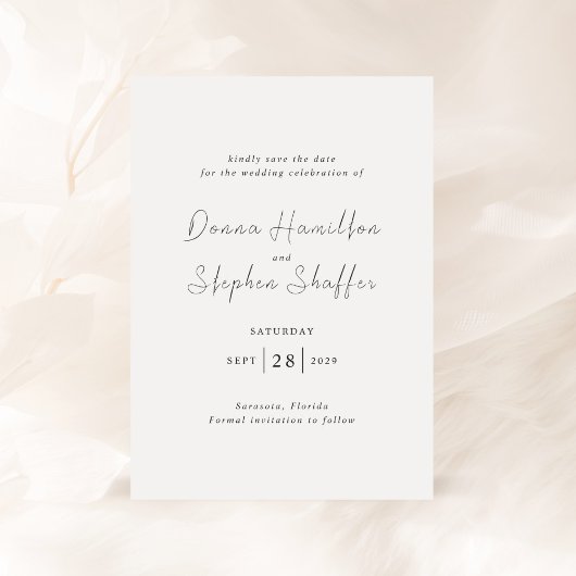 Moderne Schwarz-Weiß-Hochzeit Save The Date