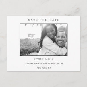 Moderne Schwarz-Weiß-Hochzeit Save the Date Ankündigungspostkarte