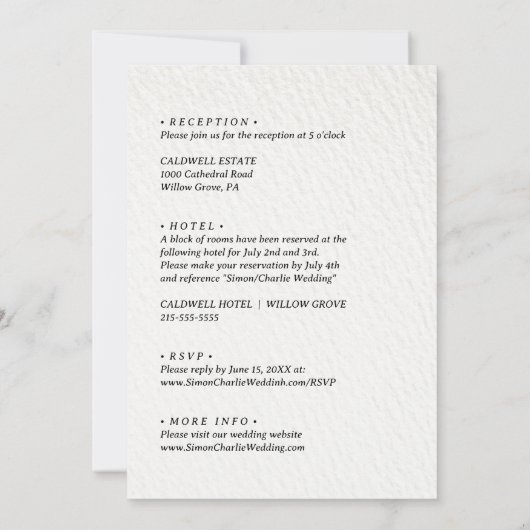 Moderne Schwarz-Weiß-Hochzeit Save the Date Einladung (Rückseite)