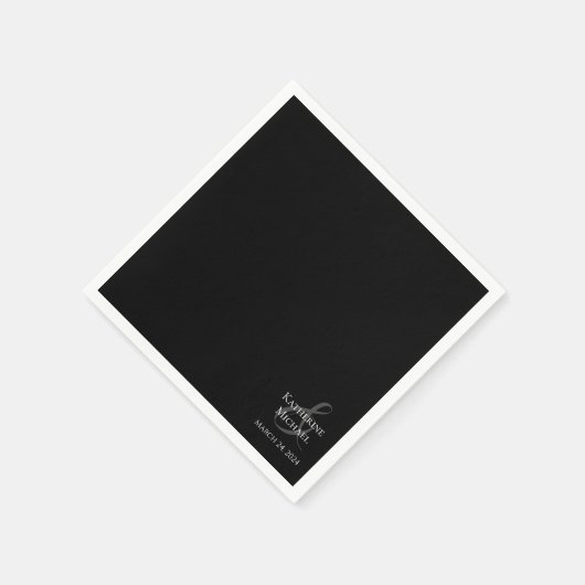 Moderne Schwarz-Weiß-Hochzeit- Serviette (Ecke)