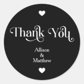 Moderne Schwarz & Weiß Hochzeit Vielen Dank Runder Aufkleber (Vorderseite)