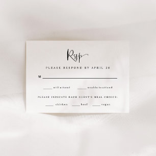 Moderne Schwarz-Weiß-Hochzeit   Wahl des Essens RSVP Karte