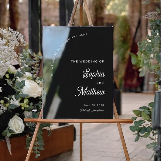 Moderne Schwarz-Weiß-Hochzeit Willkommen Acrylschild
