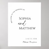 Moderne Schwarz-Weiß-Hochzeit Willkommen Poster (Vorne)