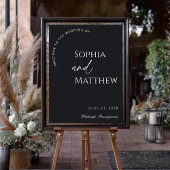 Moderne Schwarz-Weiß-Hochzeit Willkommen Poster
